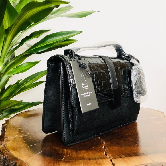 Brand New Aldo Black Animal Print Crossbody Bag - Picture 2 of 10